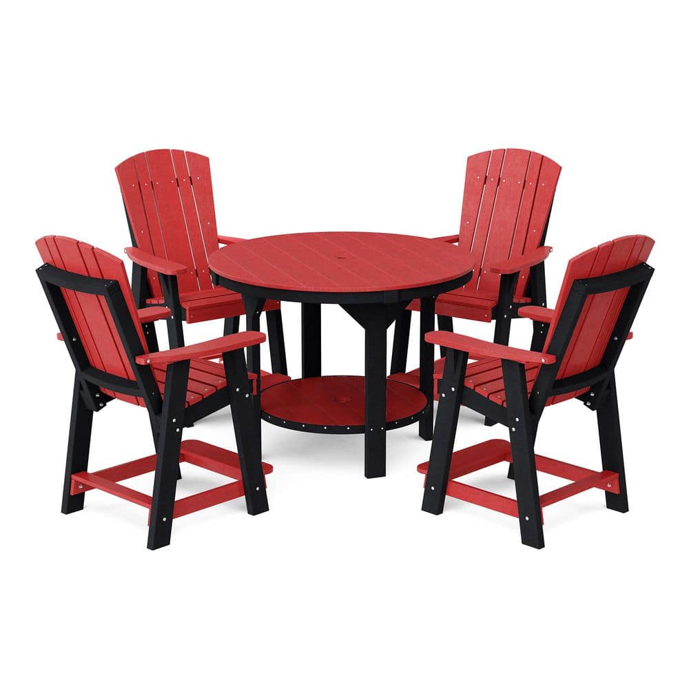 "Heritage 5-Piece Cardinal Red and Black HDPE Plastic Outdoor 48"" Pub Counter Set" price history on PriceWatchPro
