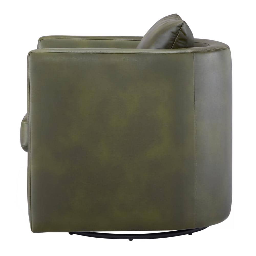 Fern Green Faux Leather Swivel Barrel Chair