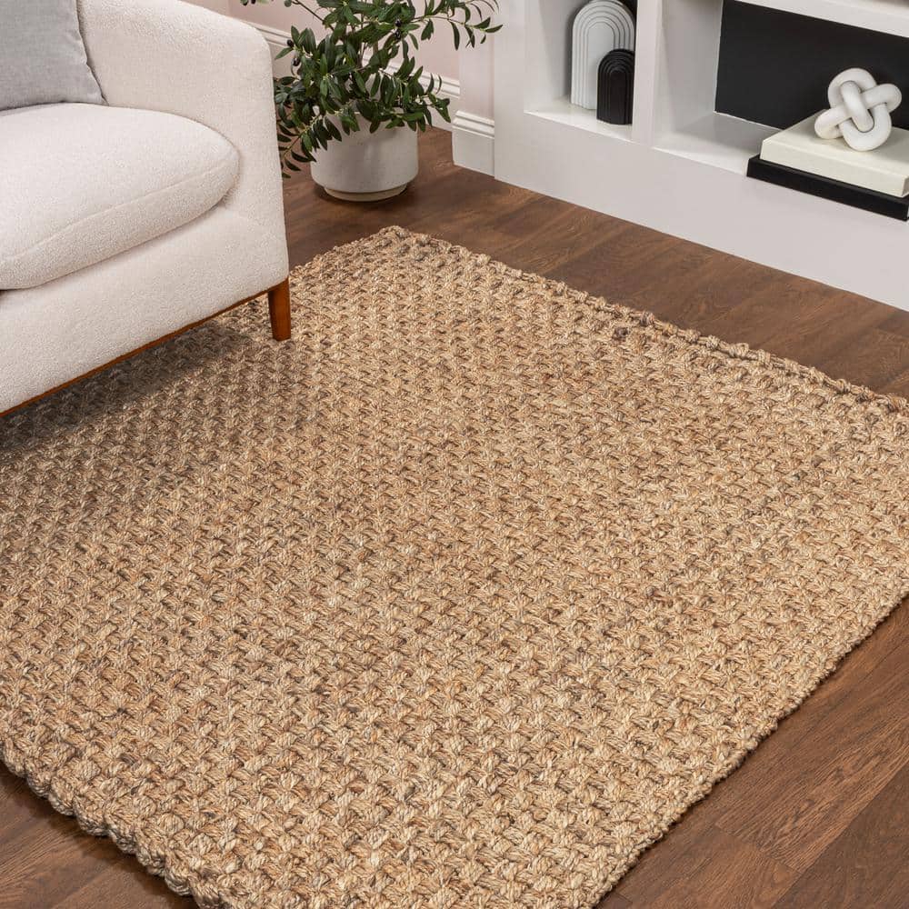 JONATHAN Y Estera Hand Woven Boucle Chunky Jute Natural 5 ft. Square ...