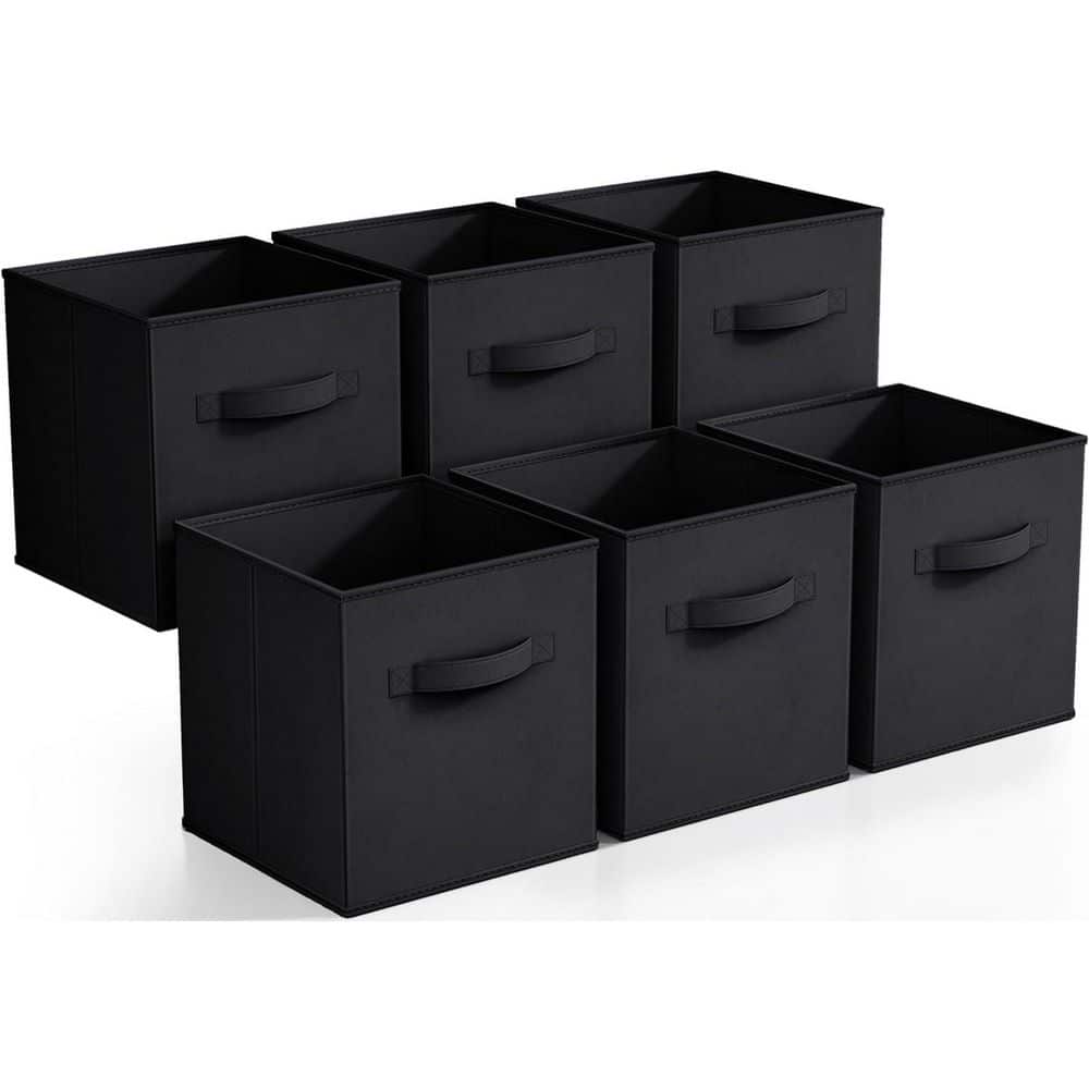 Foldable Storage Cubes Handles, Black 10.5 in. x 11 in. Fabric Decorative B