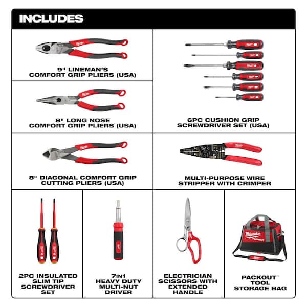 Electrical Tool Set with 20 in. PACKOUT Tool Bag (14-Piece)