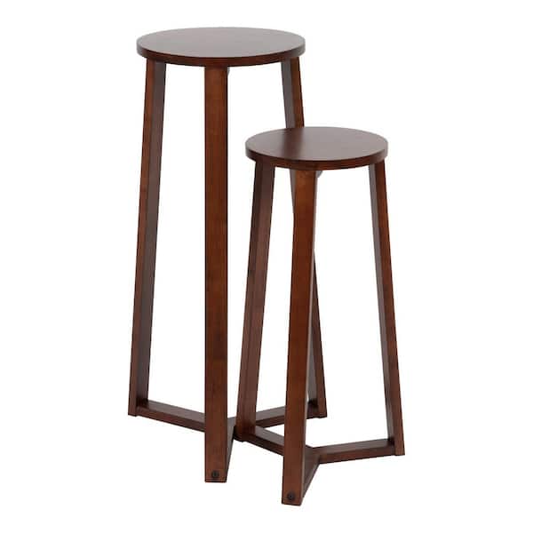 Kate and Laurel Rioux 12.00 in. D Walnut Brown 30.00 in. H Round Wood End Table