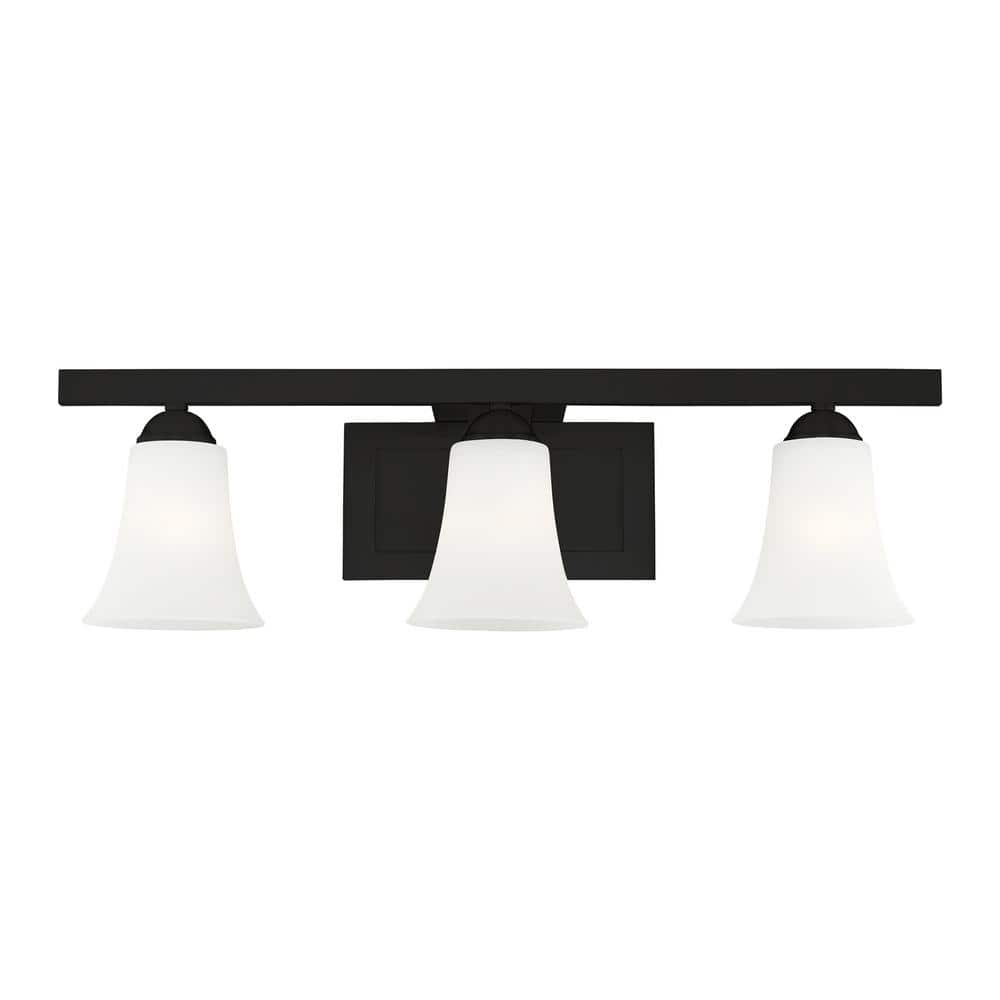 Ridgedale Black 3-Light Vanity with Satin Opal Glass