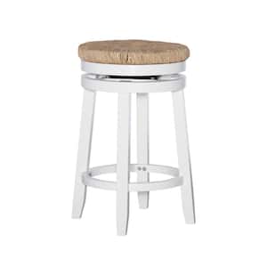 Mesquite White Swivel Counter Stool with Natural Sea Grass Swivel Seat