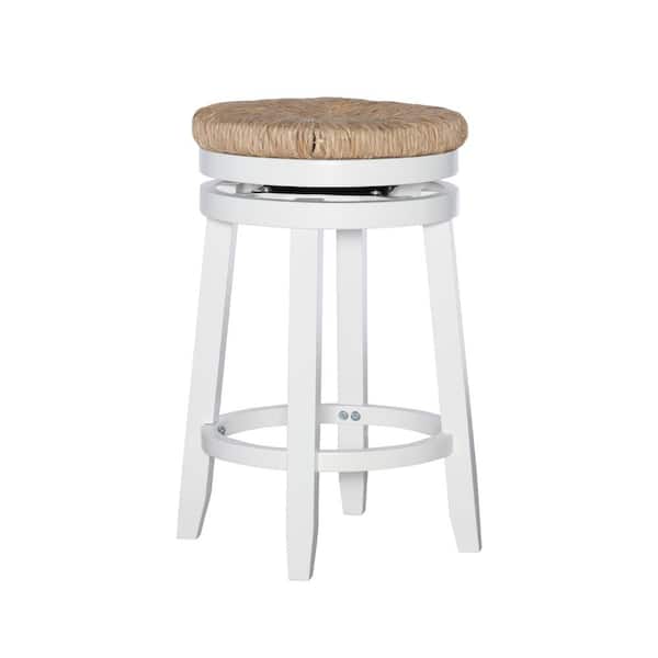 Powell Company Mesquite White Swivel Counter Stool with Natural Sea Grass Swivel Seat