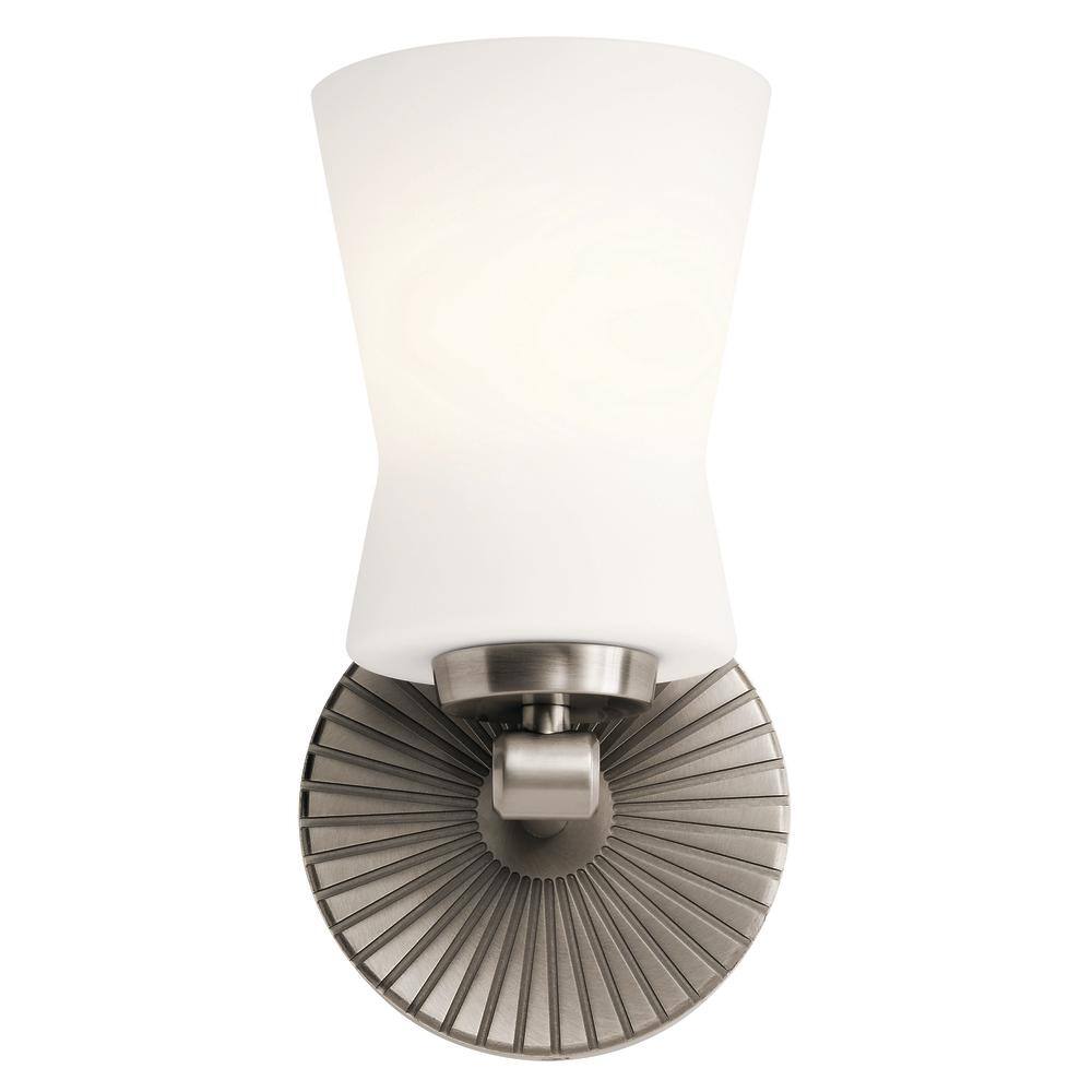 Brianne Classic Pewter 1-Light Wall Sconce with Seco Glass