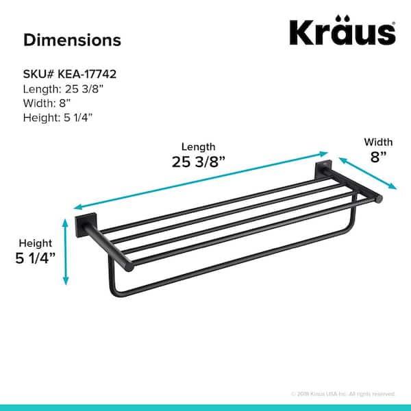 Ventus 23.63 in. Wall Mounted Bathroom Shelf with Towel Bar in Matte Black