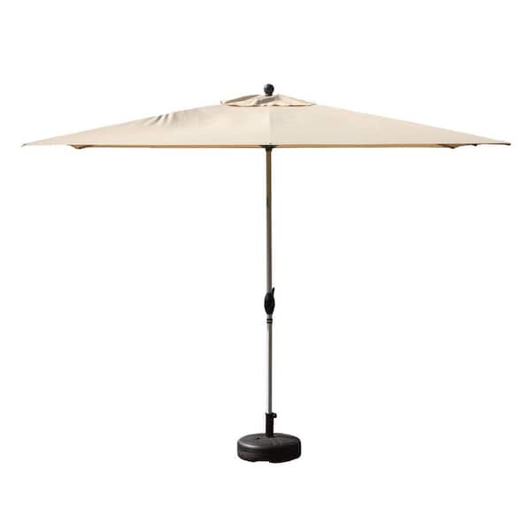 Otryad 10 ft. Steel Market Patio Umbrella in Beige, Rectangle Patio Umbrella with Crank Lift and Tilt Function