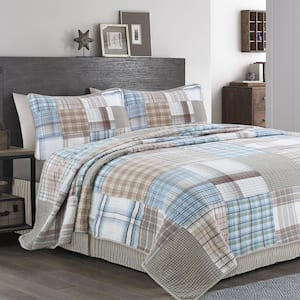 Cozy Line Home Fashions Brody 3-Piece Brown Patchwork Queen Quilt 