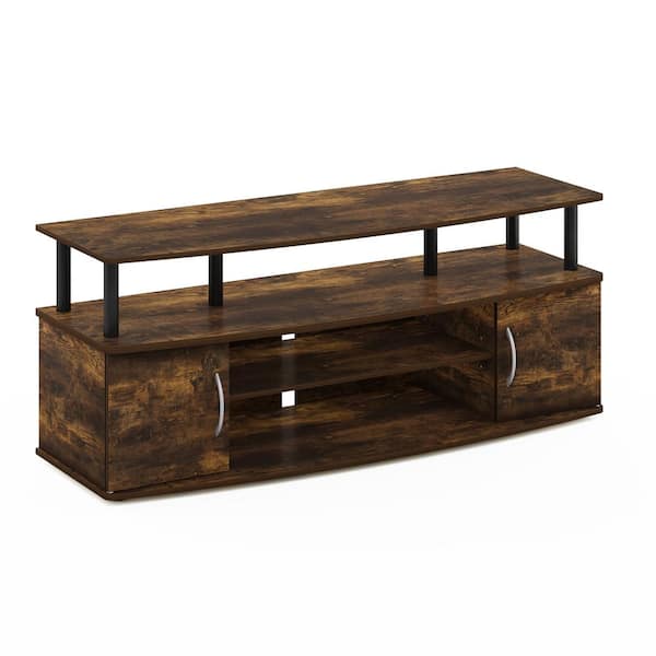 Furinno Jaya 47 in. Amber Pine/Black Particle Board TV Stands Fits TVs Up to 55 in. with Cable Management