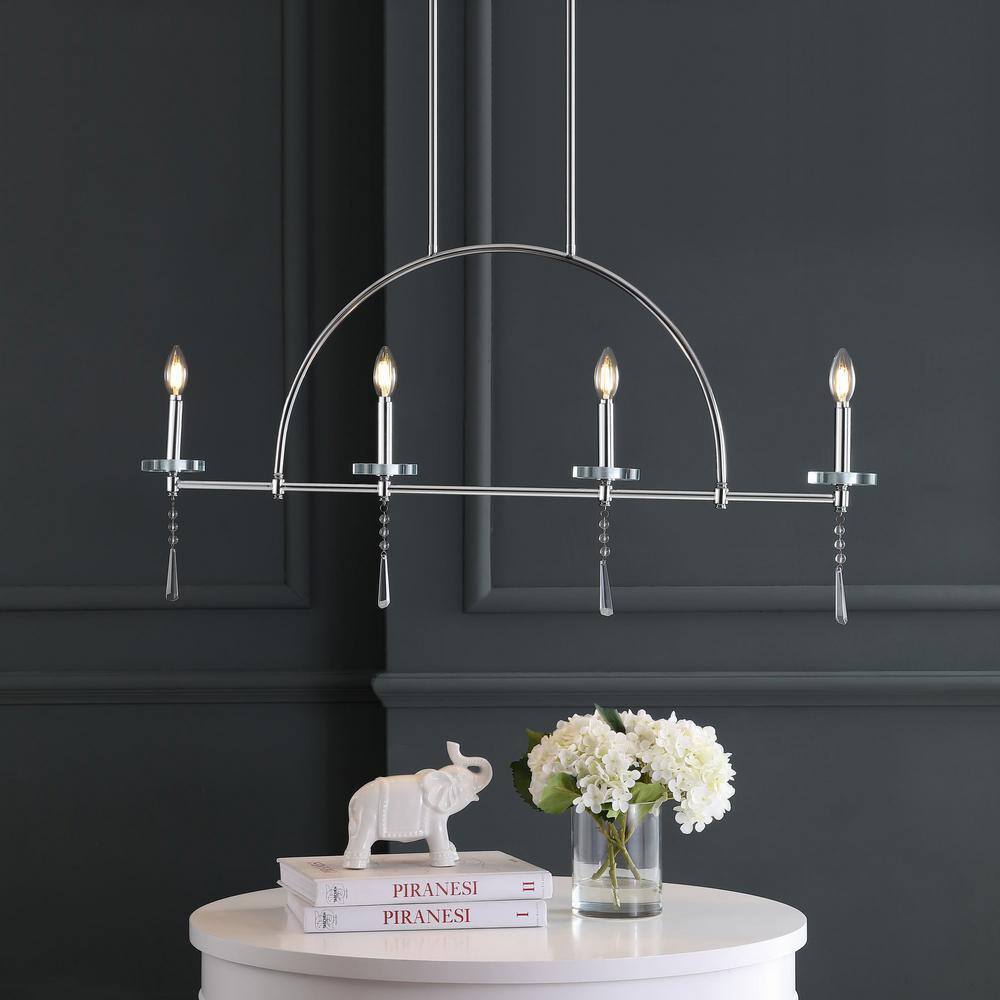 Doris Contemporary Chrome 41" LED Linear Pendant with Crystal Accents
