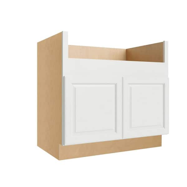 Brighton Raised 36 in. W x 34.5 in. H x 24 in. D Plywood Assembled Farm Sink Base Cabinet in Painted White