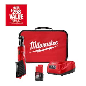 M12 12V Lithium-Ion Cordless 3/8 in. Ratchet Kit with One 1.5 Ah Battery, Charger and Tool Bag