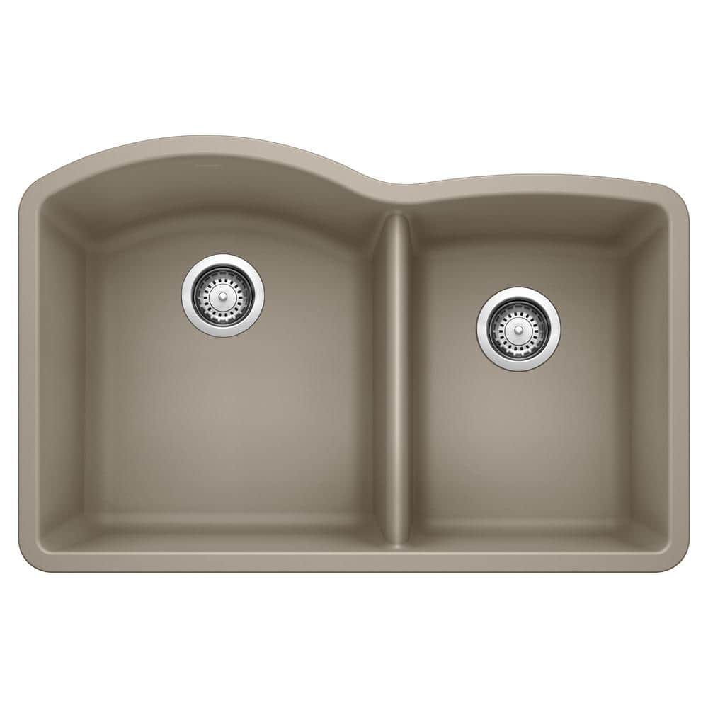DIAMOND Undermount Granite Composite 32 in. 60/40 Double Bowl Kitchen Sink 