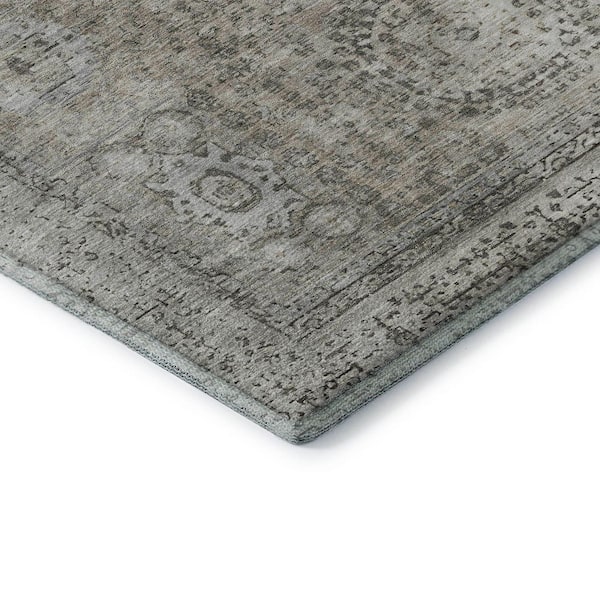 Mayfield Premium Machine Washable Abstract AMF1740 Pewter 2 ft. x 3 ft. Area Rug