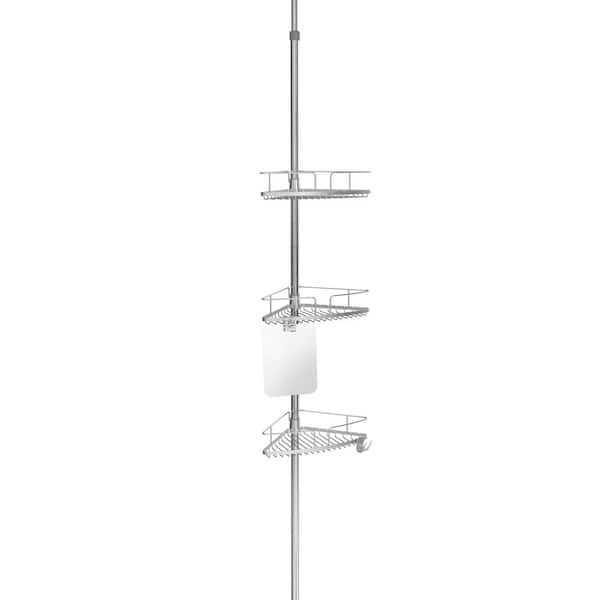 Better Living FINELINE 3 Tension Shower Caddy with Mirror in Stainless Steel