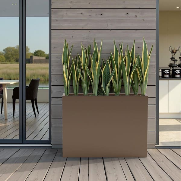 9.05 in. L x 35.83 in. W x 27.95 in. H 157 qts. Brown Metal Rectangular Planter Box Raised Beds with Drainage Hole