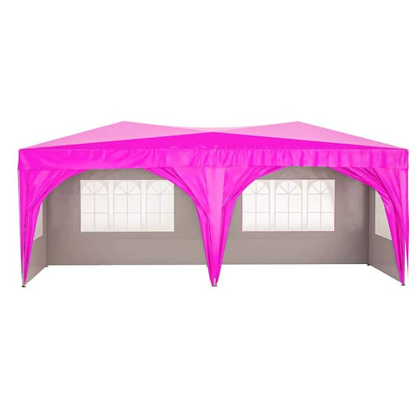 Outdoor 10 ft. x 20 ft. Pink Pop Up Canopy With Removable Sidewalls ...