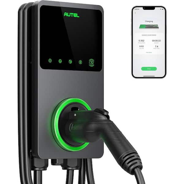 AUTEL EV Charger Level 2, 40 Amp, J1772 Wi-Fi and Bluetooth Enabled 25 ft. Cable, NEMA 14-50 Plug