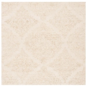 Abstract Ivory/Beige 8 ft. x 8 ft. Floral Damask Square Area Rug