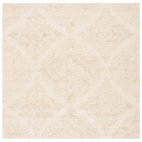 SAFAVIEH Abstract Ivory/Beige 8 ft. x 8 ft. Floral Damask Square Area Rug