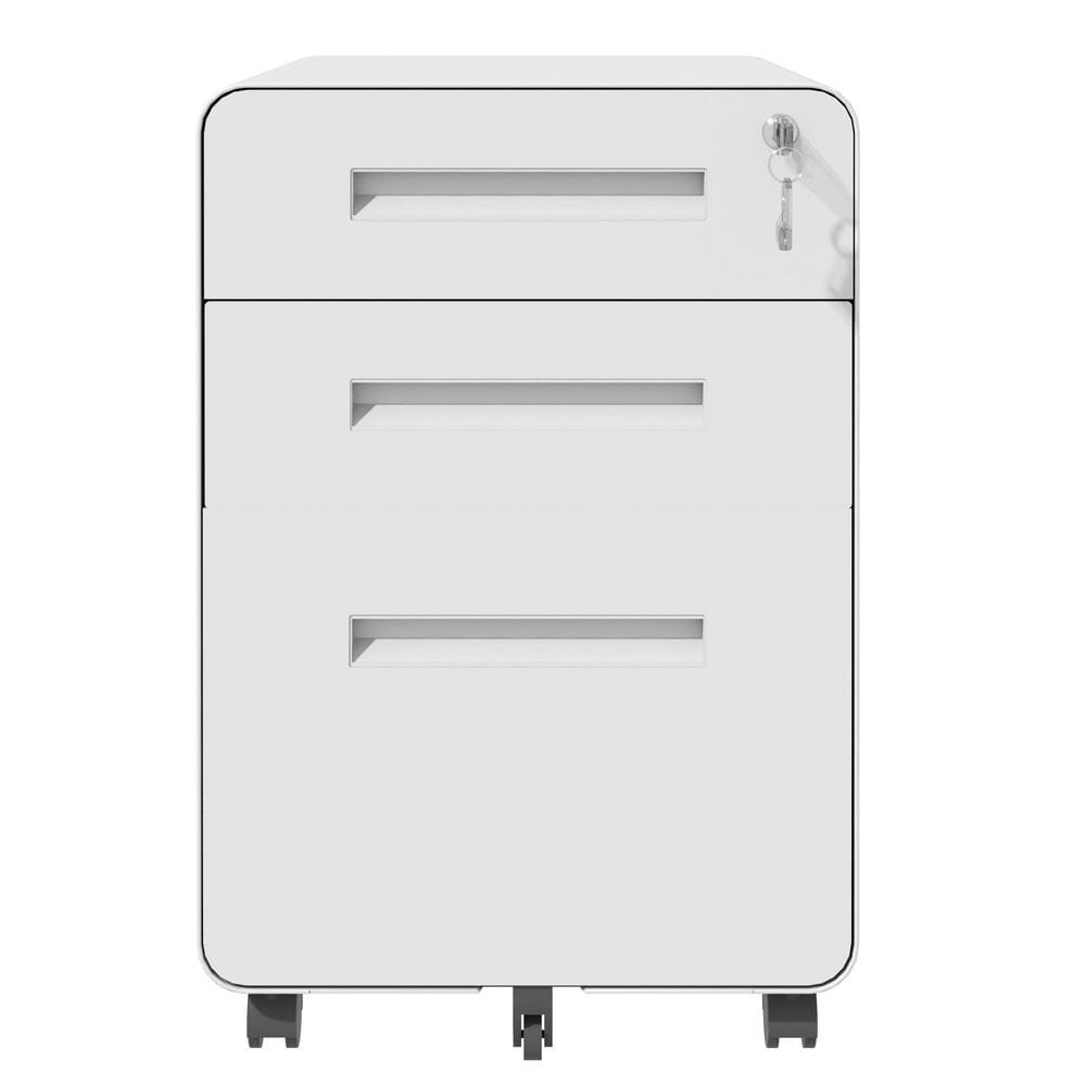 15.75 in. W 3 Drawer Metal Mobile File Tool Cabinet with Lock, White Filing Cabinet, Tool Cart for Garage, Office, Home price history on PriceWatchPro