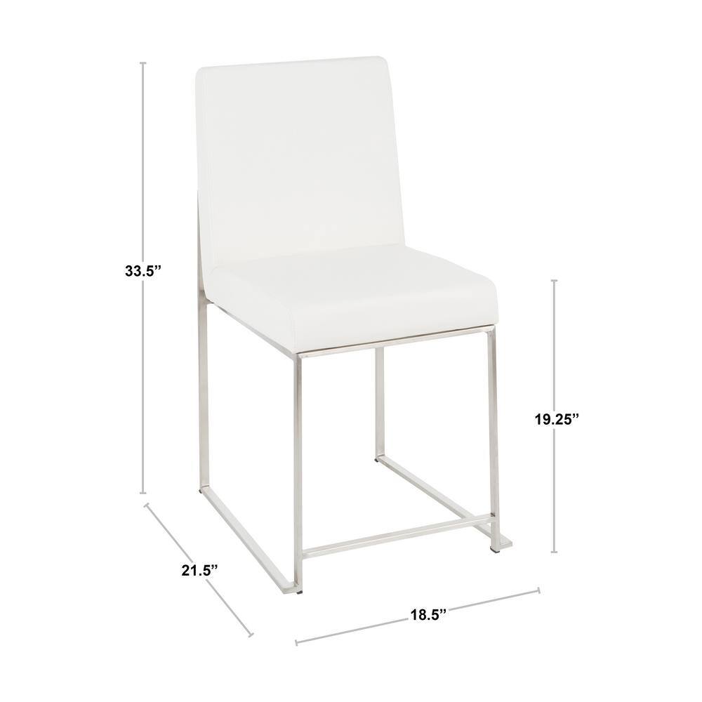 White Faux Leather High Back Metal Side Chair