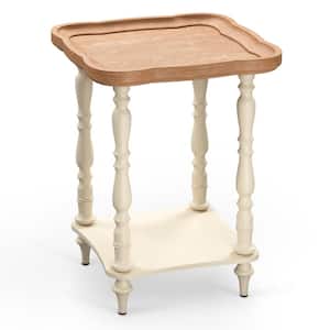 Rustic Farmhouse Cottage Core Accent End Table, Tray Top Side Table