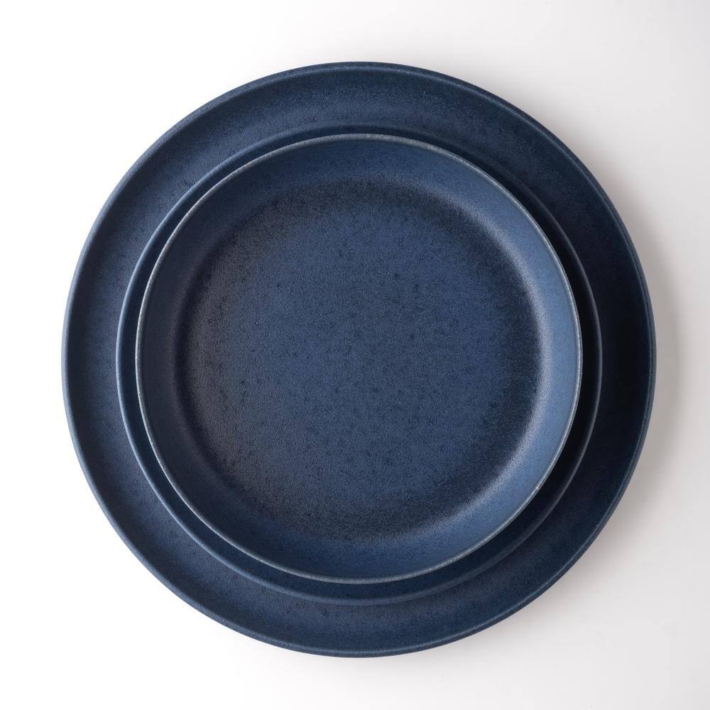 Blue Matte Ceramic 12-Piece Dinnerware Set, Service for 4