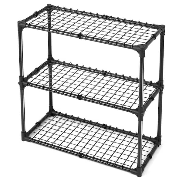FUNKOL 3-Tier Black Heavy-Duty Steel Type Storage Shelf with Lid, Holds 330 lbs. (29 in. x 14 in. x 31 in.)