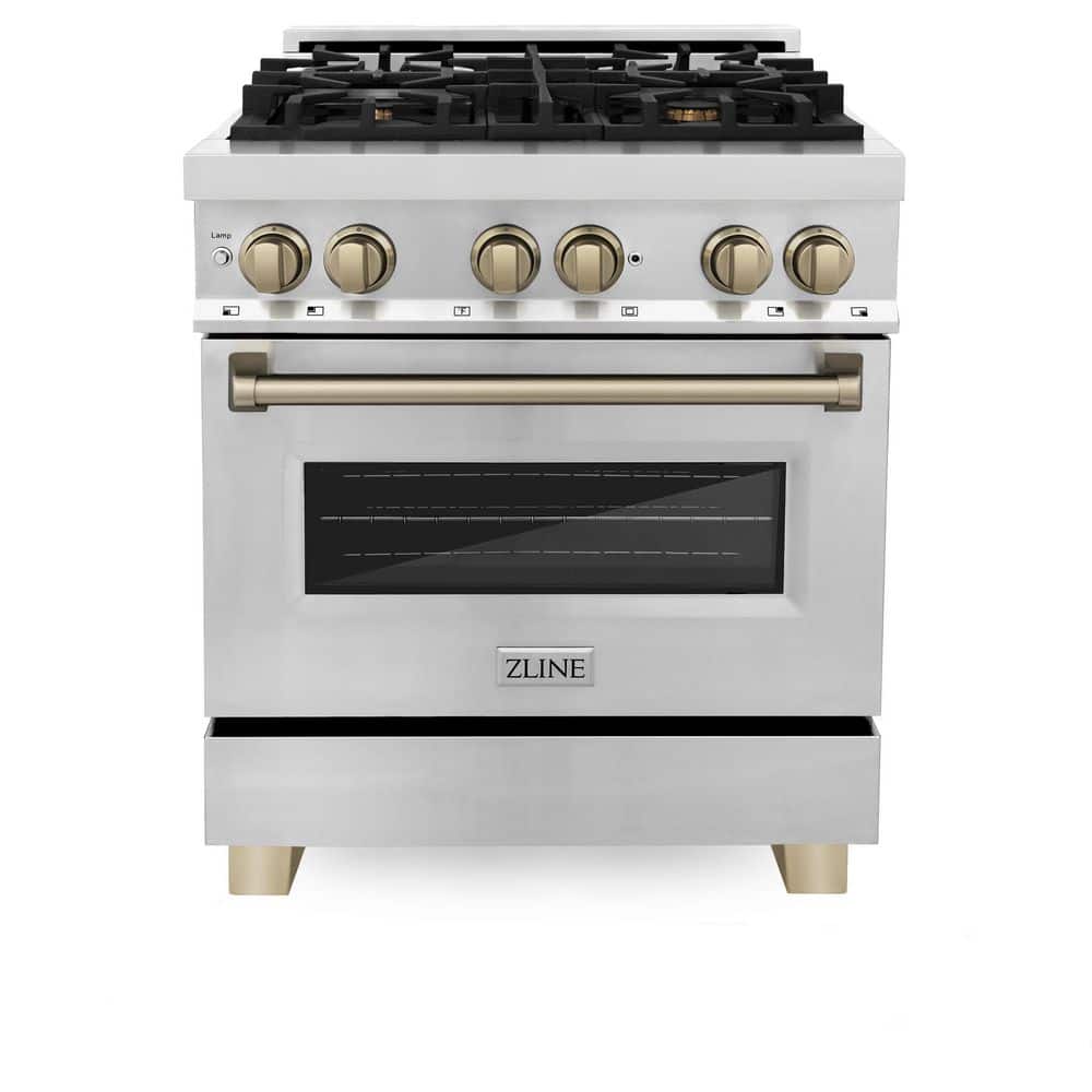 Autograph Edition 30 in. 4 Burner Dual Fuel Range in Stainless Steel and Champagne Bronze price history on PriceWatchPro