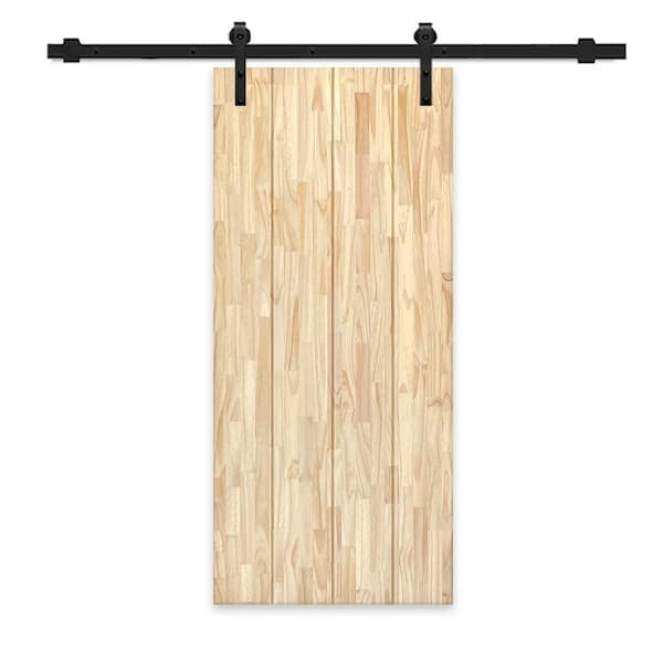 CALHOME 42 in. x 80 in. Natural Pine Wood Unfinished Interior Sliding Barn Door with Hardware Kit