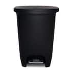 Glad Plastic Step Trash Can, 13-Gallon, Black (GLD-74130-1)