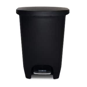 13 Gal. Black Step-On Plastic Trash Can with Clorox Odor Protection of The Lid