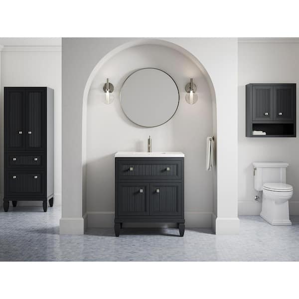 KOHLER Hearthaven 24-in x 28-in x 10-in Slate Grey Soft Close Bathroom Wall Cabinet