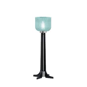 Delgado 22.25 in. Graphite Matte Black Accent Lamp Turquoise Textured Glass Shade