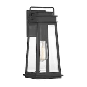 Boone Matte Black Outdoor Hardwired Wall Lantern Sconce with No Bulbs Included