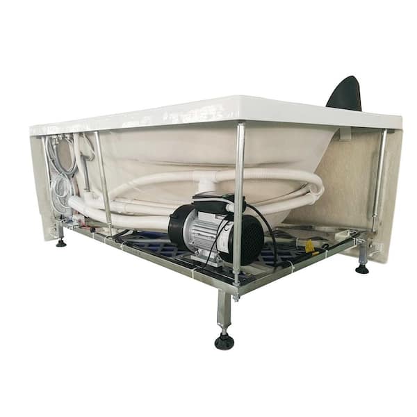 59 in. Acrylic Right Drain Corner Apron Front Whirlpool Bathtub in White 59 in. Acrylic Right Drain Corner Apron Front Whirlpool Bathtub in White