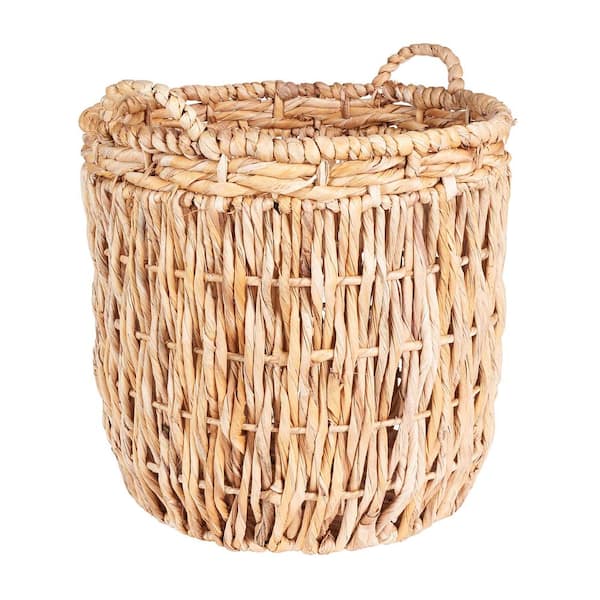 HOUSEHOLD ESSENTIALS 17.7 in x 19.7 in Corn Leaf, Rope, and Banana Leaf Tall Basket with Handles