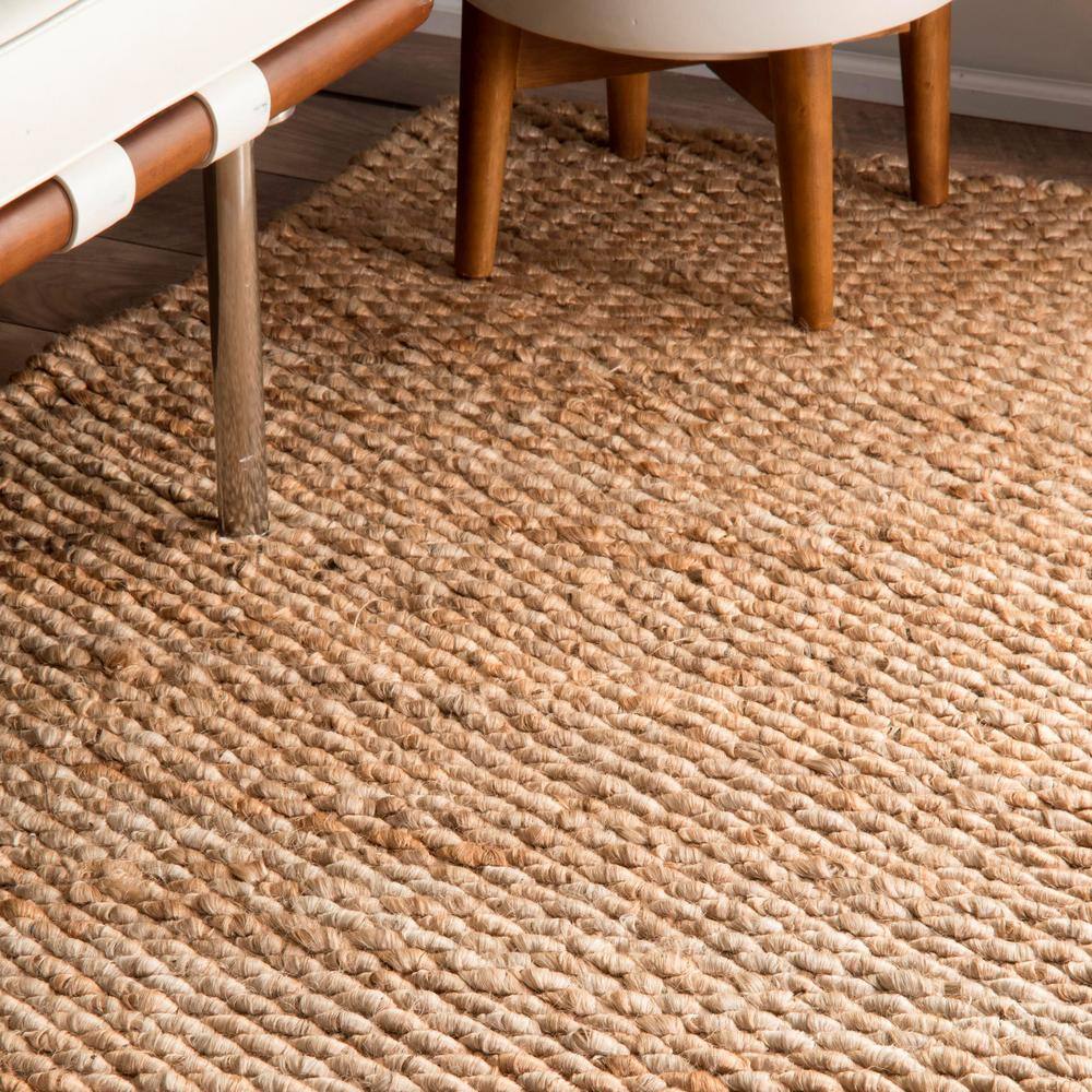 Natural Handmade Reversible Jute Area Rug 6' x 9'