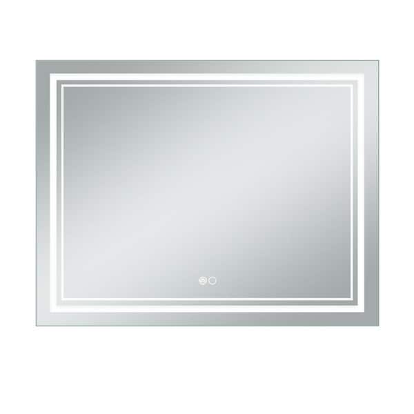Dovelina 36 in. W x 24 in. H Modern Frameless Rectangular Wall Mounted Bathroom Vanity Mirror