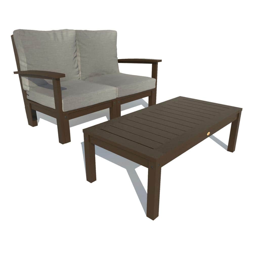 Bespoke Deep Seating 2-Piece Plastic Outdoor Loveseat and Conversation Table with Cushions