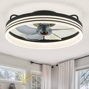 20 in. Indoor Black Ceiling Fan Light Kit, LED Light Ceiling Fan with Remote Control and Frosted White Acrylic Shade