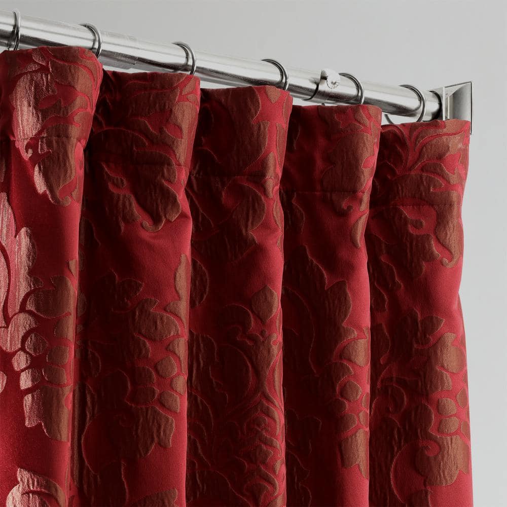 Astoria Red and Bronze Faux Silk Room Darkening Curtain Panel
