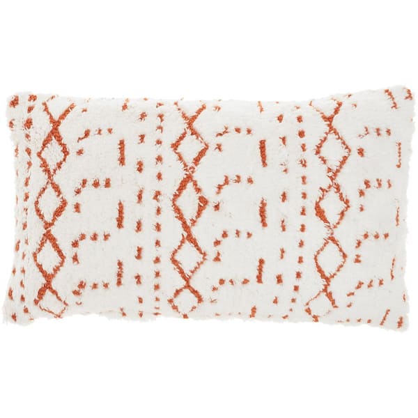 Mina Victory Lifestyles Orange Geometric 20 in. x 12 in. Rectangle Throw Pillow