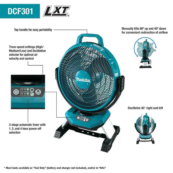 Portable Cordless Fan with LED Lantern for Makita/Bosch/Dewalt/Milwaukee/ Black&Decker/Craftsman 18V Lithium Battery