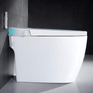 One-Piece 1.28 GPF Auto Single Flush Elongated Toilet in White with Warm Air Dryer, Heated Seat and Lady Care Wash