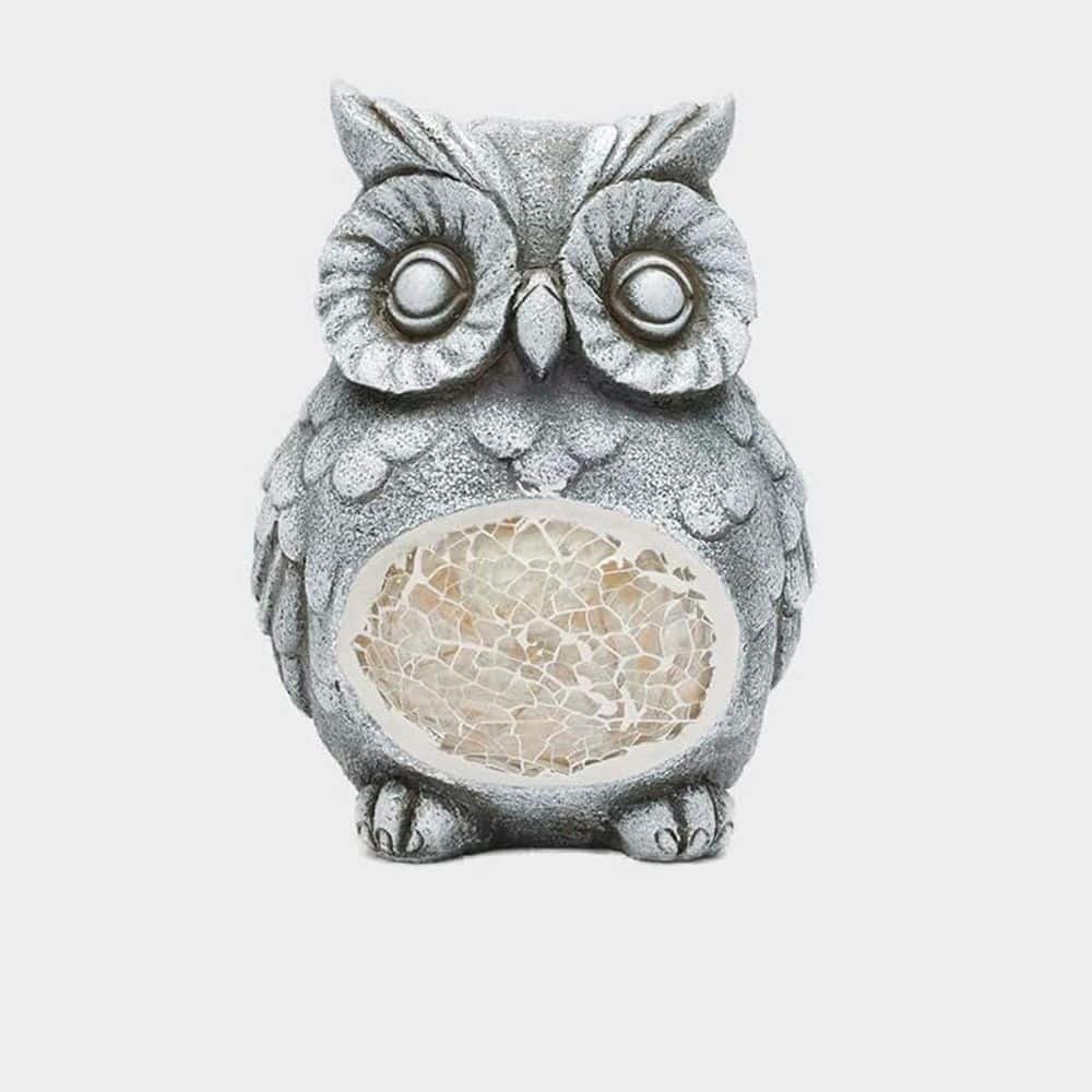 Resin Owl Outdoor Garden Statues with Solar Light L0DPMGGHN8 - The
