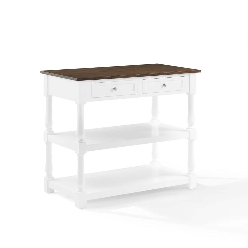 CROSLEY FURNITURE Caitlyn White Wood Top 42 in. Kitchen Island CF3037BR