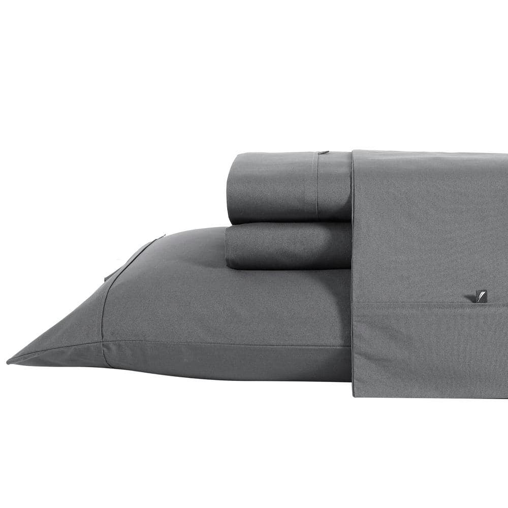 King Size White Cotton Percale Sheet Set with Shark Pattern